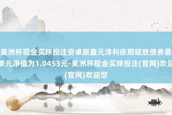 美洲杯现金买球投注安卓版鑫元淳利依期绽放债券最新单元净值为1.0453元-美洲杯现金买球投注(官网)欢迎您