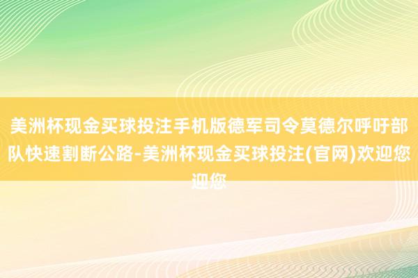 美洲杯现金买球投注手机版德军司令莫德尔呼吁部队快速割断公路-美洲杯现金买球投注(官网)欢迎您