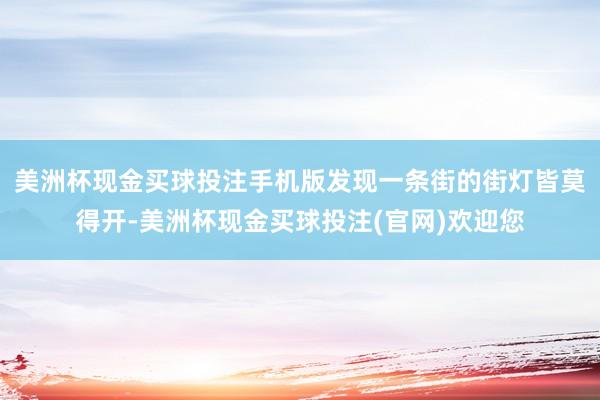 美洲杯现金买球投注手机版发现一条街的街灯皆莫得开-美洲杯现金买球投注(官网)欢迎您