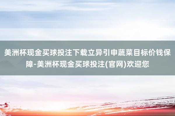美洲杯现金买球投注下载立异引申蔬菜目标价钱保障-美洲杯现金买球投注(官网)欢迎您