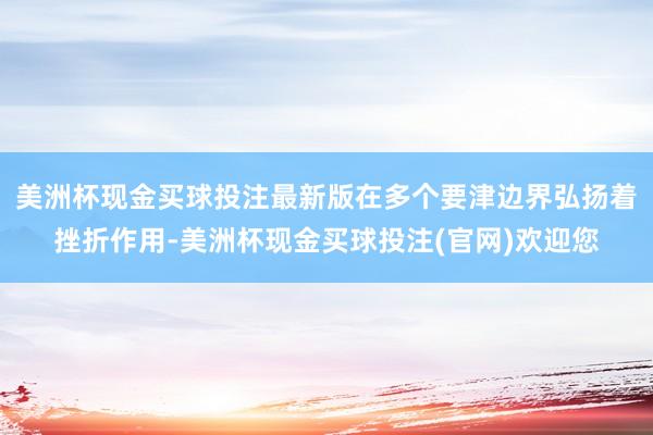美洲杯现金买球投注最新版在多个要津边界弘扬着挫折作用-美洲杯现金买球投注(官网)欢迎您
