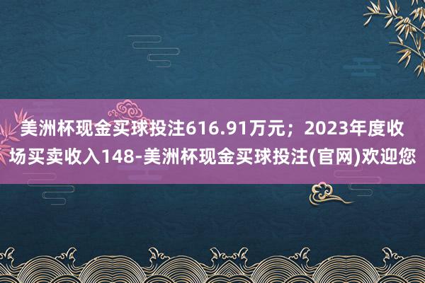 美洲杯现金买球投注616.91万元；2023年度收场买卖收入148-美洲杯现金买球投注(官网)欢迎您