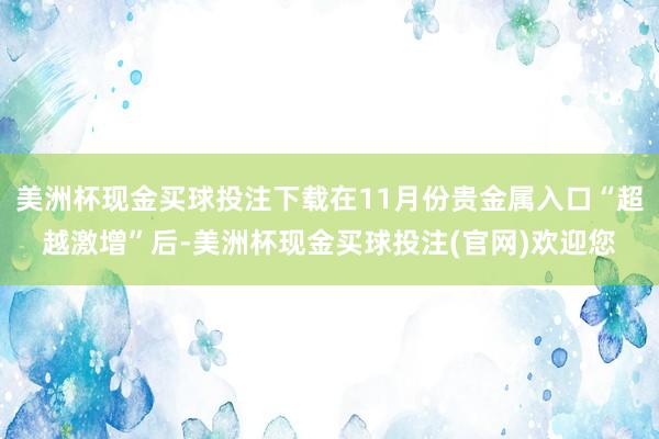 美洲杯现金买球投注下载在11月份贵金属入口“超越激增”后-美洲杯现金买球投注(官网)欢迎您