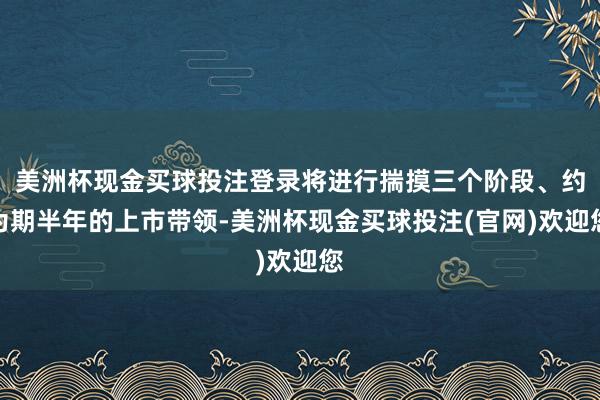 美洲杯现金买球投注登录将进行揣摸三个阶段、约为期半年的上市带领-美洲杯现金买球投注(官网)欢迎您