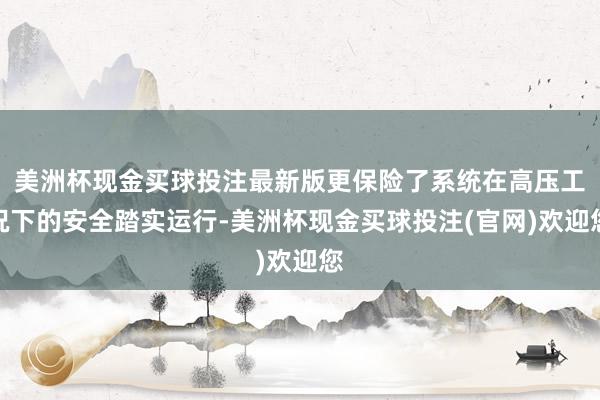 美洲杯现金买球投注最新版更保险了系统在高压工况下的安全踏实运行-美洲杯现金买球投注(官网)欢迎您
