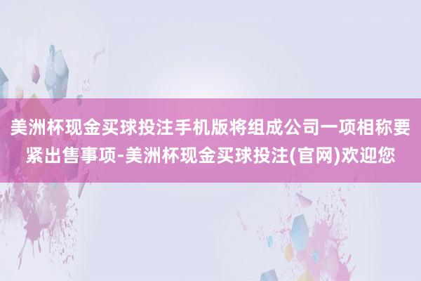 美洲杯现金买球投注手机版将组成公司一项相称要紧出售事项-美洲杯现金买球投注(官网)欢迎您