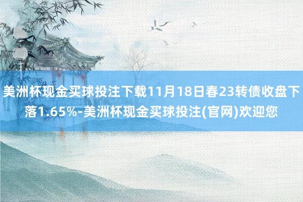 美洲杯现金买球投注下载11月18日春23转债收盘下落1.65%-美洲杯现金买球投注(官网)欢迎您