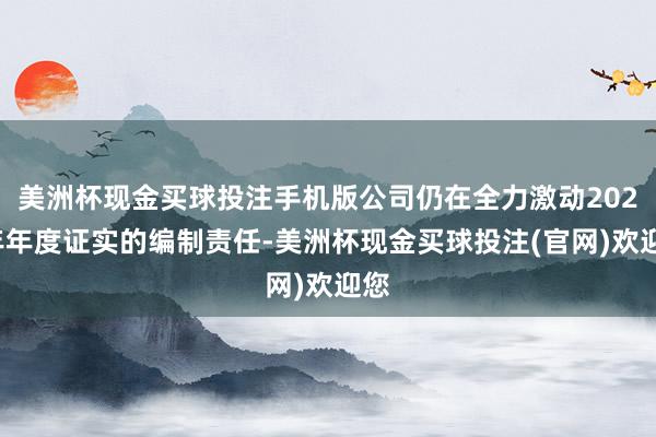 美洲杯现金买球投注手机版公司仍在全力激动2023年年度证实的编制责任-美洲杯现金买球投注(官网)欢迎您