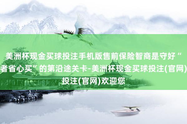 美洲杯现金买球投注手机版售前保险智商是守好“让消耗者省心买”的第沿途关卡-美洲杯现金买球投注(官网)欢迎您