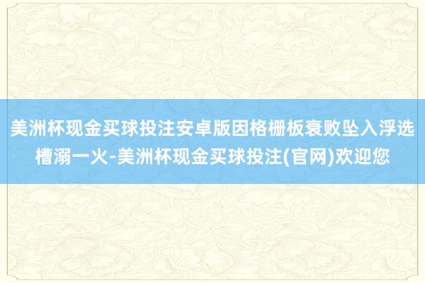 美洲杯现金买球投注安卓版因格栅板衰败坠入浮选槽溺一火-美洲杯现金买球投注(官网)欢迎您