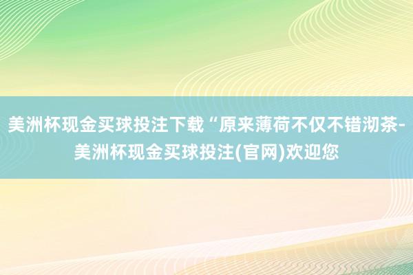 美洲杯现金买球投注下载“原来薄荷不仅不错沏茶-美洲杯现金买球投注(官网)欢迎您